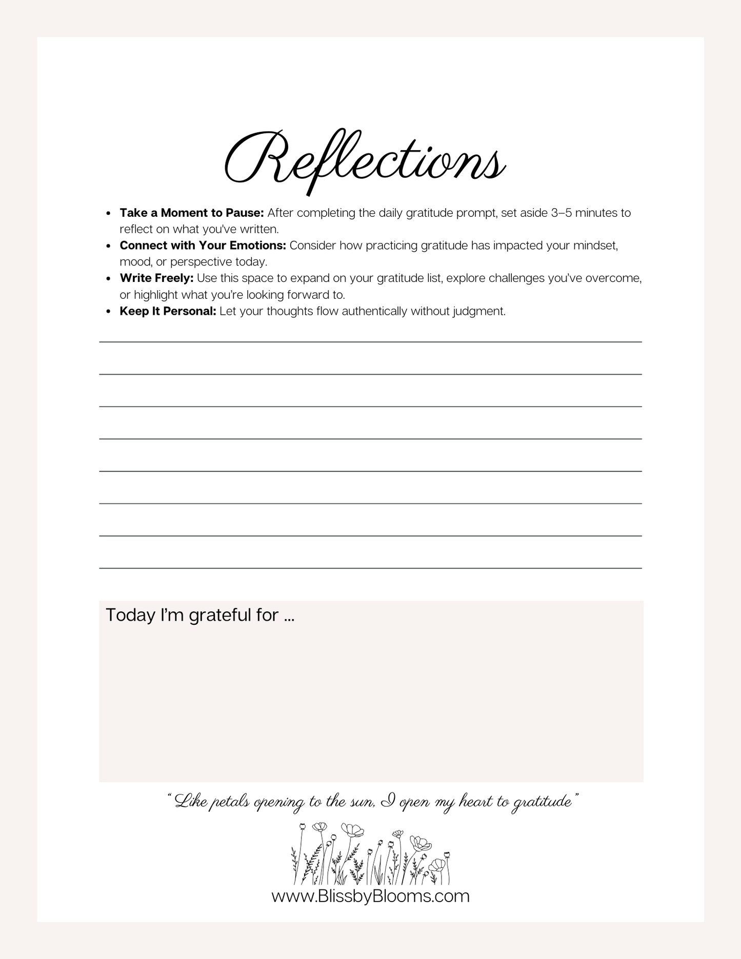 Bliss By Blooms Gratitude Journal